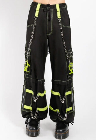 Tripp NYC – Biohazard Zip Off Black/Lime – Hose – Schwarz – L – 100% Baumwolle