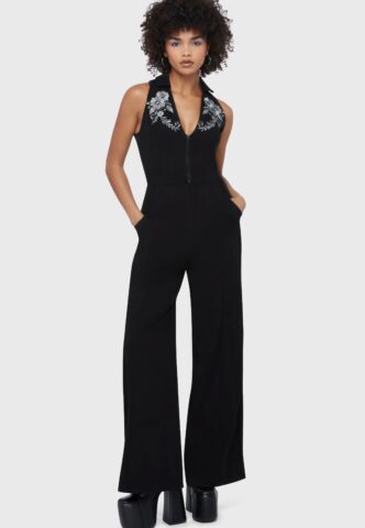 Killstar – Alice’s Night Black – Jumpsuit – Schwarz – L – 92% Polyester, 8% Elasthan