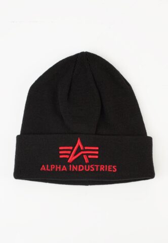 Alpha Industries – 3D Black – Beanie – Schwarz – Onesize – 100% Polyacryl