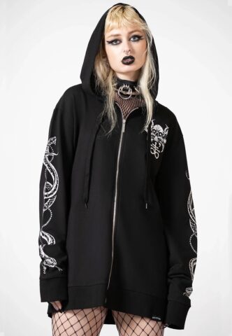 Killstar – Anders Zip-Up – Zipper – Schwarz – M – 98% Polyester, 2% Elastan