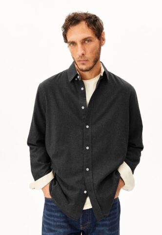 Armedangels – Araamo Flannel Anthrazit Melange – Hemd – Grau – L – 100% Bio-Baumwolle