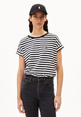 Armedangels – Idaara Stripes White/Black – T-Shirt – Weiß – S – 100% Bio-Baumwolle