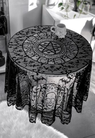 Killstar – Asra Lace Black – Table Cloth – Schwarz – Onesize – 100% Polyester