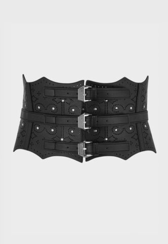 Killstar – At Twilight Corset Black – Gürtel – Schwarz – XL/XXL – 100% Polyurethan