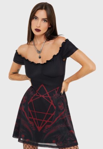 Killstar x Alchemy England – Atargatis Black/Red – Kleid – Schwarz – S – 95% Polyester, 5% Elastan