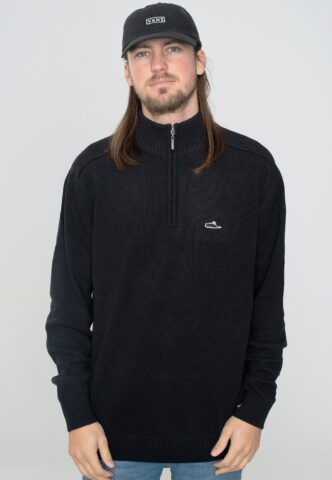 Atticus – Carlos ¼ Zip Black – Sweater – Schwarz – S – 70% Baumwolle, 30% Polyester
