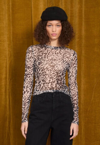 Volcom – Tigardi Mesh Animal Print – Longsleeve – Braun – M – 95% Baumwolle, 5% Elastan