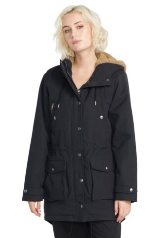 Volcom – Walk On By 5k Black – Parka – Schwarz – S – 50% Baumwolle, 42% Polyester, 8% Nylon