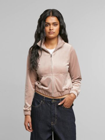 Urban Classics Ladies Short Velvet Track Übergangsjacke