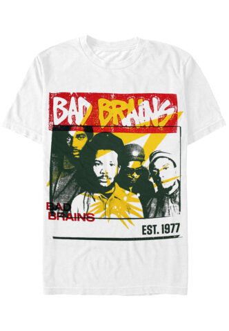 Bad Brains – Colour Block – T-Shirt – Weiß – S – 100% Baumwolle