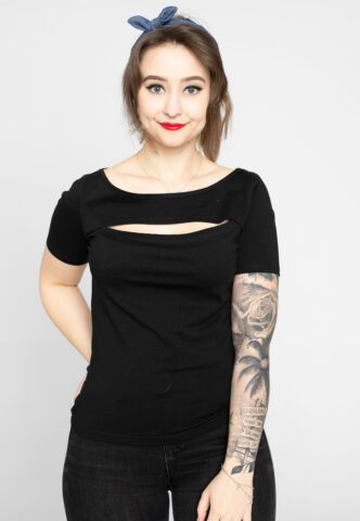 Banned Apparel – Rose Jersey Black – Oberteil – Schwarz – S – 100% Baumwolle