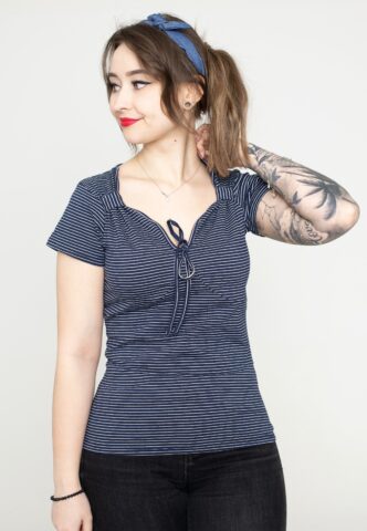 Banned Apparel – Danni Navy – Oberteil – Blau – S – 100% Baumwolle