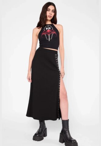 Mary Wyatt – Beatriz Black – Rock – Schwarz – X-Large – 62% Polyester, 35% Viskose, 3% Elastan
