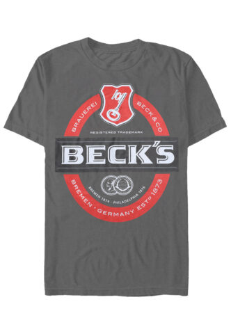 Beck’s – Label Logo Grey – T-Shirt – Grau – S – 100% Baumwolle