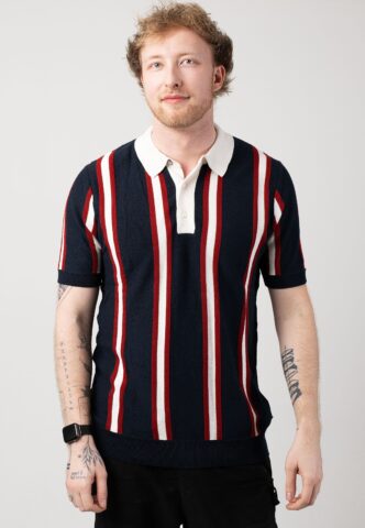 Ben Sherman – Mod Knitted Rugby Dark Navy – Polo – Blau – M – 100% Baumwolle