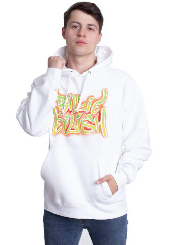 Billie Eilish – Airbrush Flames Blohsh White – Hoodie – Weiß – L – 80% Baumwolle, 20% Polyester