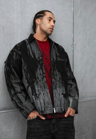 Stay Cold Apparel – Ash Grid Distressed Black – Jeansjacke – Schwarz – XXL – 100% Baumwolle