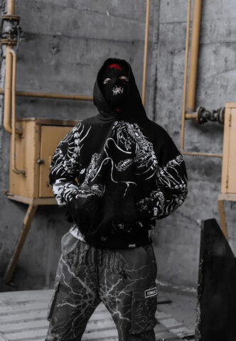 Stay Cold Apparel – Black Spine Heavy Oversized Black – Hoodie – Schwarz – L – 100% Baumwolle