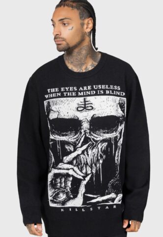 Killstar – Blind Minds Black – Pullover – Schwarz – S – 50% Viskose, 30% Polyester, 20% Nylon