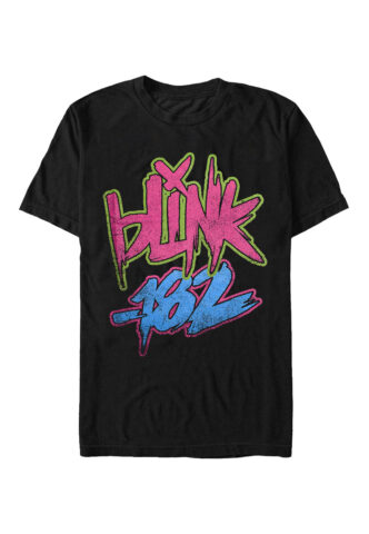 Blink 182 – Neon Logo – T-Shirt – Schwarz – S – 100% Baumwolle