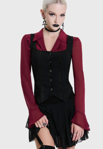 Killstar – Bone Stripe Black – Korsett – Schwarz – S – 69% Viskose, 27% Polyester, 4% Elastan