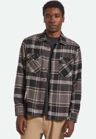 Brixton – Bowery Flannel Black/Charcoal/Pinecone – Hemd – Schwarz – M – 60% Baumwolle, 23% Polyester, 17% Polyacryl
