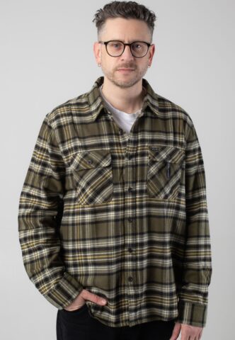 Brixton – Bowery Flannel Ivy Green/Olive Surplus/Black – Hemd – Grün – XXL – 60% Baumwolle, 23% Polyester, 17% Polyacryl