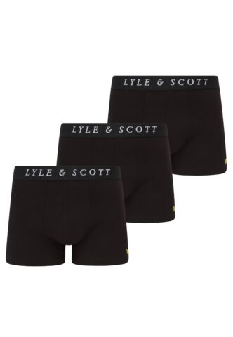 Lyle & Scott – Brown Pack Of 3 Basic Core Black – Boxershorts – Schwarz – S – 95% Baumwolle, 5% Elastan