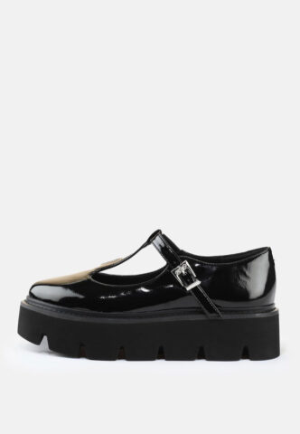 Buffalo – Darya T-Strap Vegan Patent Black – Girl Sandalen – Schwarz – EU 41 – Synthetic/Synthetic/Gummi