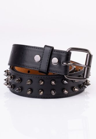 Bullet69 – 2 Row Black Spike Studded – Gürtel – Schwarz – S – 100% Polyurethan