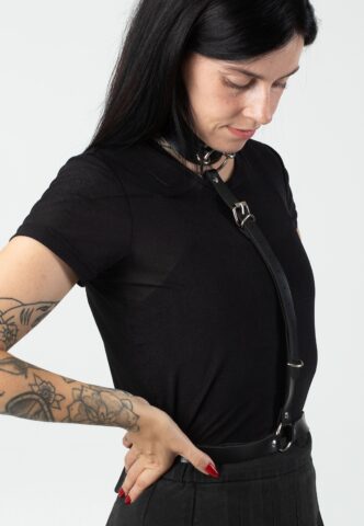Bullet69 – Bondage Neckband Belt – Harnisch – Schwarz – Onesize – 100% Polyurethan