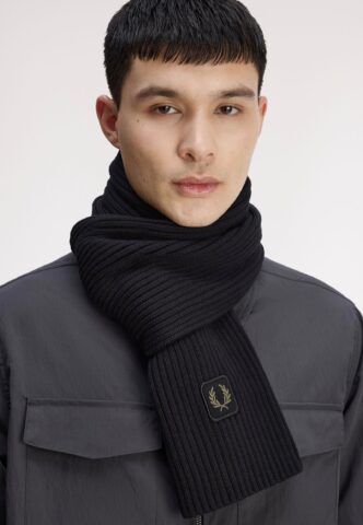 Fred Perry – Cotton Ribbed Black – Schal – Schwarz – Onesize – 100% Baumwolle