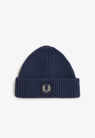 Fred Perry – Cotton Ribbed Dark Airforce – Beanie – Blau – Onesize – 100% Baumwolle
