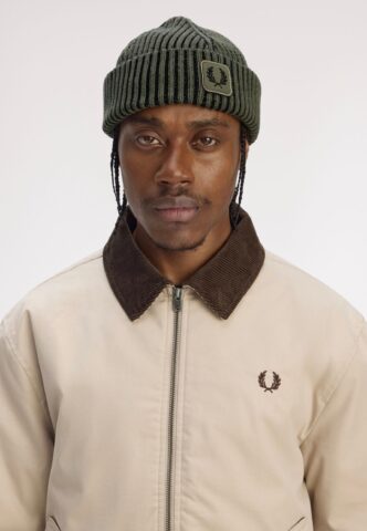 Fred Perry – Cotton Ribbed Laurel Wreath Green/Black – Beanie – Grün – Onesize – 100% Baumwolle