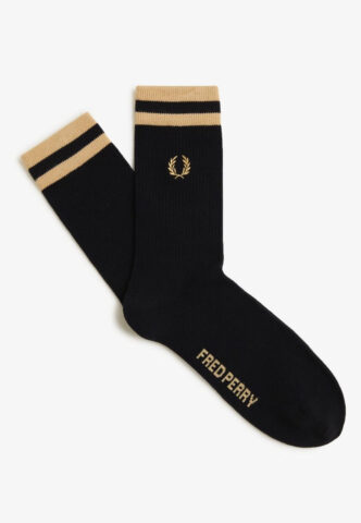 Fred Perry – Tipped Sports Black/Champagne – Socken – Schwarz – S/M – 78% Baumwolle, 20% Polyamid, 2% Elastan