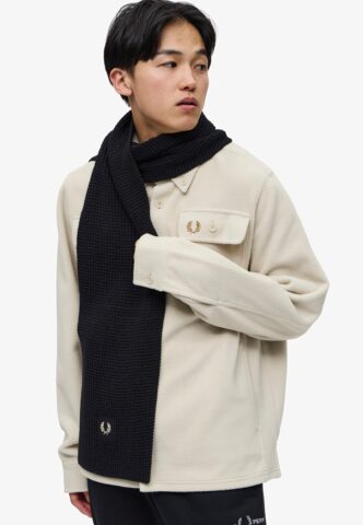 Fred Perry – Waffle Knit Patch Branded Rib Black/Oatmeal – Schal – Schwarz – Onesize – 55% Polyacryl, 45% Baumwolle