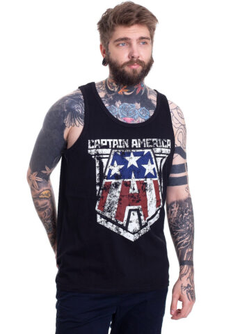 Captain America – Distressed – Tank – Schwarz – S – 100% Baumwolle