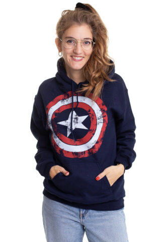Captain America – Distressed Shield Blue – Hoodie – Blau – XL – 50% Baumwolle, 50% Polyester