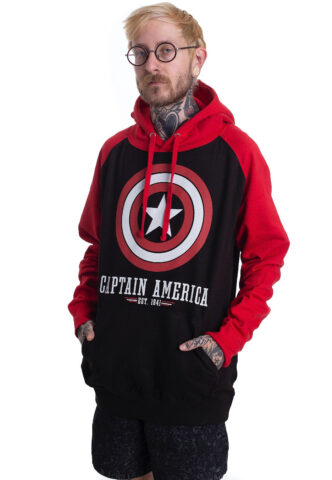 Captain America – Logo Baseball – Hoodie – Schwarz – M – 50% Baumwolle, 50% Polyester,Schweiß