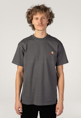 Carhartt WIP – American Script Graphite – T-Shirt – Grau – M – 100% Bio-Baumwolle