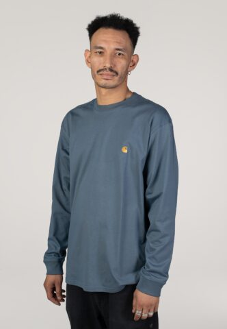 Carhartt WIP – Chase Icesheet/Gold – Longsleeve – Blau – XXL – 100% Baumwolle