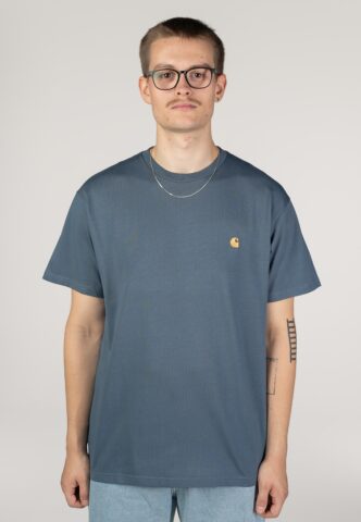 Carhartt WIP – Chase Icesheet/Gold – T-Shirt – Blau – M – 100% Baumwolle