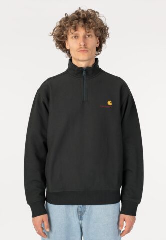 Carhartt WIP – Half Zip American Script Raven – Sweater – Grau – M – 80% Baumwolle, 20% Polyester