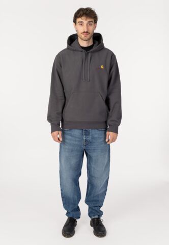 Carhartt WIP – Hooded American Script Graphite – Hoodie – Grau – L – 80% Baumwolle, 20% Polyester