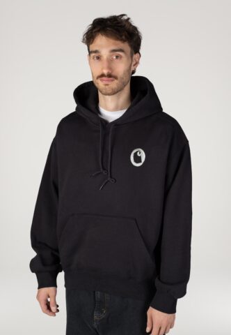 Carhartt WIP – Hooded Charm Link Stone Washed Black/Silver – Hoodie – Schwarz – XL – 80% Baumwolle, 20% Polyester