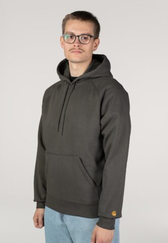 Carhartt WIP – Hooded Chase Shungite/Gold – Hoodie – Grau – S – gid://shopify/Metaobject/296083128557