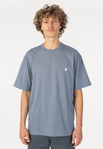 Carhartt WIP – Madison Shady Blue/White – T-Shirt – Blau – XL – 100% Bio-Baumwolle