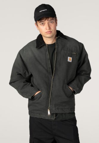 Carhartt WIP – OG Detroit Stone Canvas Raven/Black – Jacke – Grau – XXL – 100% Bio-Baumwolle