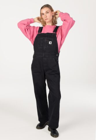 Carhartt WIP – W‘ Bib Overall Straight Stone Washed Black – Hose – Schwarz – M – 100% Baumwolle
