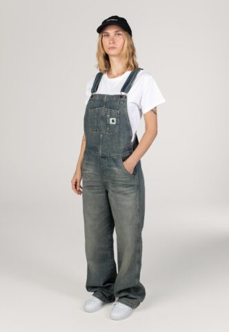 Carhartt WIP – W‘ Bib Overall Straight Worn Used Wash Blue – Hose – Blau – XS – 100% Baumwolle